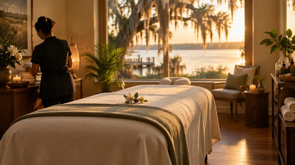 A tranquil spa treatment room in Louisiana