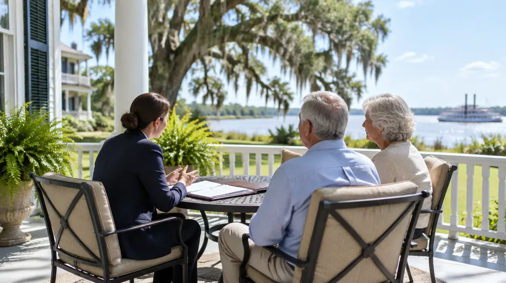 An estate planning attorney meeting an older couple in Louisiana