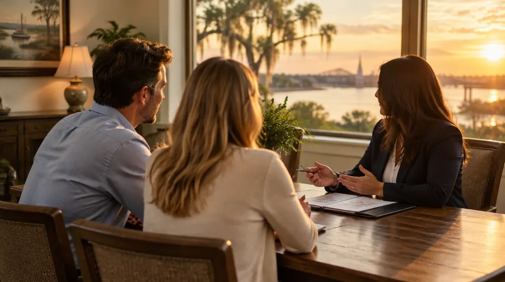A financial advisor meeting a couple at a table in Louisiana