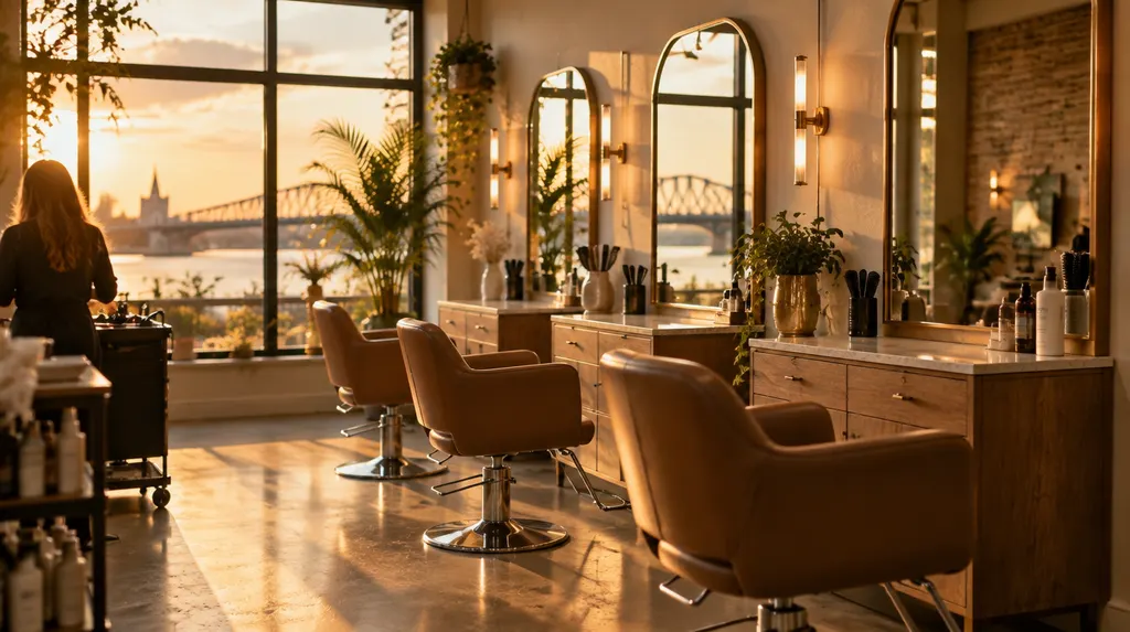 A stylish hair salon with chairs and mirrors in Louisiana
