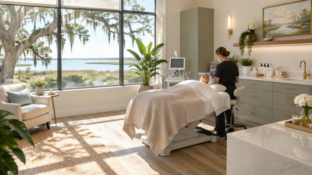 An elegant med spa treatment room in Louisiana
