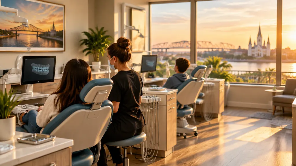 A bright orthodontic office with treatment chairs in Louisiana