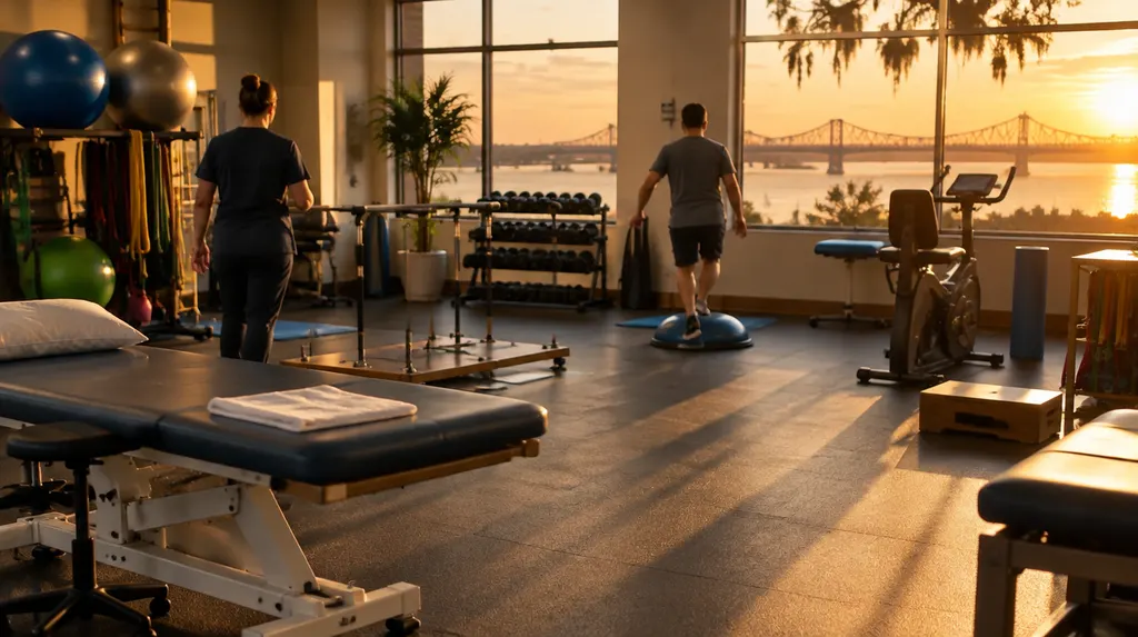 A physical therapy gym with equipment in Louisiana