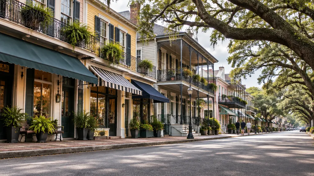 Local businesses along a street in Metairie, Louisiana